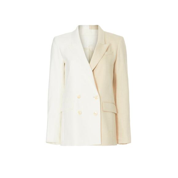 VERONICA BEARD Off-White Tan Two-Toned Braeton Dickey Jacket Blazer Size 8 - Picture 5 of 14